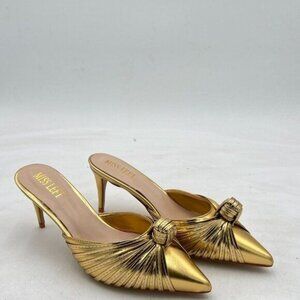 Closed Pointed Toe Mule for Women Knotted Detail Slip On Backless Mid Heel